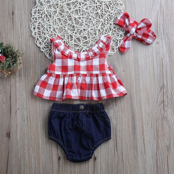Other - ❤️LAST ONE❤️ Red & White Check 3pc. Set w/ Jeans